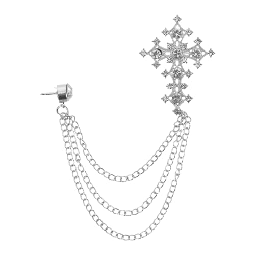 OATIPHO Vintage Kreuzbrosche mit Strasssteinen und Tassel-kette Metall Punk Lapel Pin für Pullover Mantel Cardigan Modisches Accessoire für Casual und Formelle Anlässe von OATIPHO