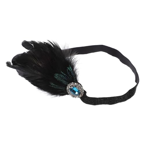 OATIPHO Vintage Plume Haarschmuck für Damen Stirnband mit Federn für Hochzeiten Cosplay Cocktailpartys und Besondere Anlässe Handgefertigtes Accessoire Schwarz Grün von OATIPHO