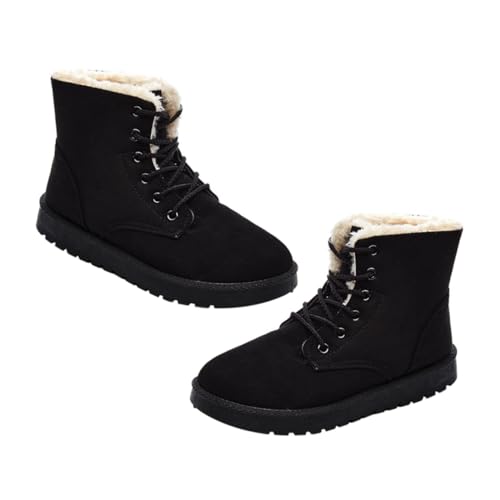 OATIPHO Warme Damen Ankle Boots mit Schnürung Flachem Absatz Kurze Schneestiefel für Winter Leichte Winterschuhe und Geeignet für Alltag und von OATIPHO
