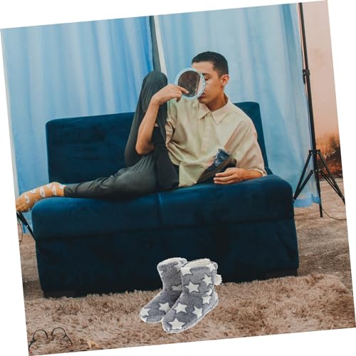 OATIPHO Warme Damen Bootie Slipper aus Baumwolle mit Flauschigem Futter und Sternenmuster Dicke Rutschfeste Sohle für Kalte Wintertage und Gemütliche Innen Sowie Außennutzung von OATIPHO