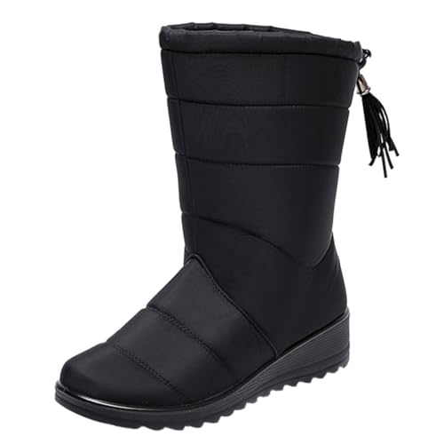 OATIPHO Warme Damen Schneestiefel mit Mittlerer Schafthöhe Wasserdichtem Rutschfester Sohle und Modischen Quasten für Winter Schnee und Kalte Tage Schwarz OATIPHO Warme Damen Schneestiefel mit Mittlerer Schafthöhe Wasserdichtem Rutschfester Sohle und Modischen Quasten für Winter Schnee und Kalte Tage Schwarz von OATIPHO