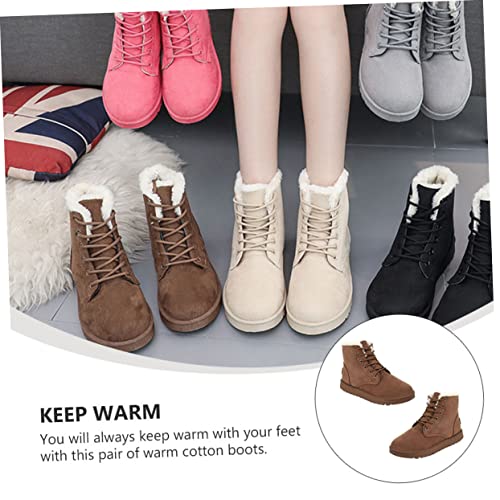 OATIPHO Warme Damen Schneestiefel mit Rutschfester Gummisohle Geschnürte Kurzschaft Baumwollboots für Winter Knöchelhohe Winterschuhe für Alltag und Outdoor Kaffee OATIPHO Warme Damen Schneestiefel mit Rutschfester Gummisohle Geschnürte Kurzschaft Baumwollboots für Winter Knöchelhohe Winterschuhe für Alltag und Outdoor Kaffee von OATIPHO