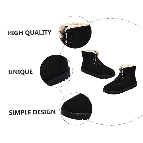OATIPHO Warme Damen Schneestiefel mit Rutschfester Sohle Kurze Schnür Boots aus Baumwollfutter Flache Outdoor Winterschuhe für Stilbewusste Frauen Komfortabel und Modisch von OATIPHO