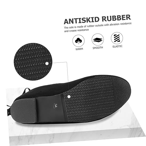 OATIPHO Warme Over Knee Boots Damen Flachabsatz Winterstiefel mit Plüschfutter und Schnürung Bequeme Schneestiefel für Herbst Freizeit Outdoor und Party Schwarz von OATIPHO