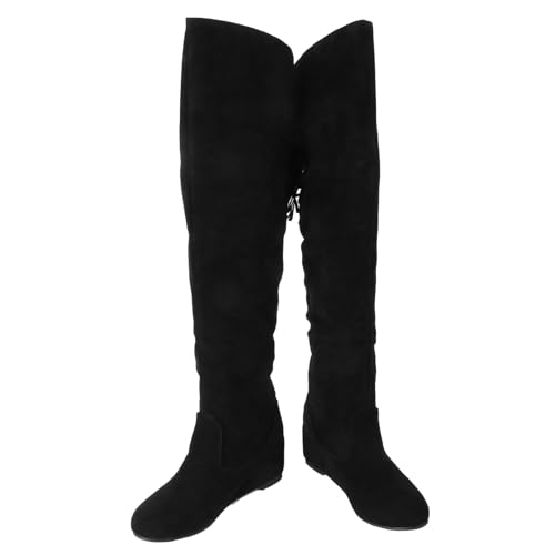 OATIPHO Warme Overknee Boots Damen Flach Innen Erhöht Rutschfeste Winterschuhe Atmungsaktiv Gefüttert Modisch für Kalte Wintertage Schwarz von OATIPHO