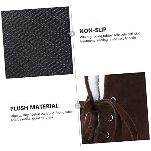 OATIPHO Warme Overknee Stiefel Damen Winter Langschaft Boots mit Flachem Absatz Weichem Innenfutter und Modischem Samtmaterial Geeignet für Freizeit Party und Alltag Braun von OATIPHO