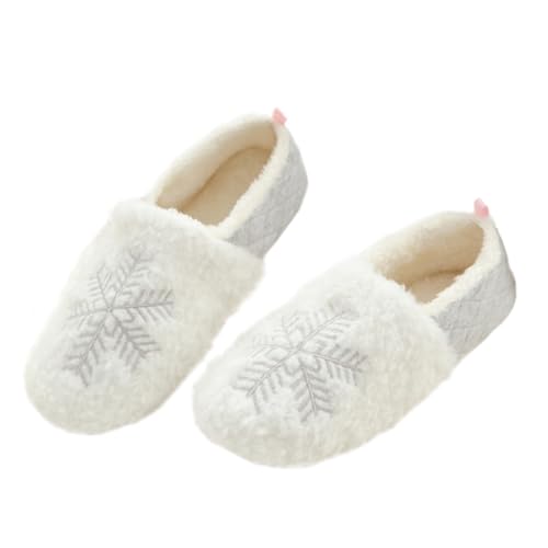 OATIPHO Warme Plüsch Hausschuhe mit Schneeflocken Rutschfeste Winterpantoffeln für Damen und Herren Weiche Atmungsaktive Indoor Schlupfschuhe für Gemütliche Zuhause Tage von OATIPHO