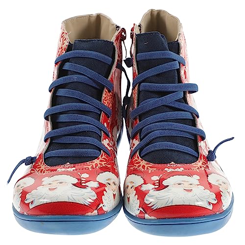 OATIPHO Weiche Damen Herbst Winter Stiefeletten mit Flachem Boden Rutschfeste Gummisohle Atmungsaktives PU Material Elastisch und Festliche Weihnachtsmotive für Alltag und von OATIPHO