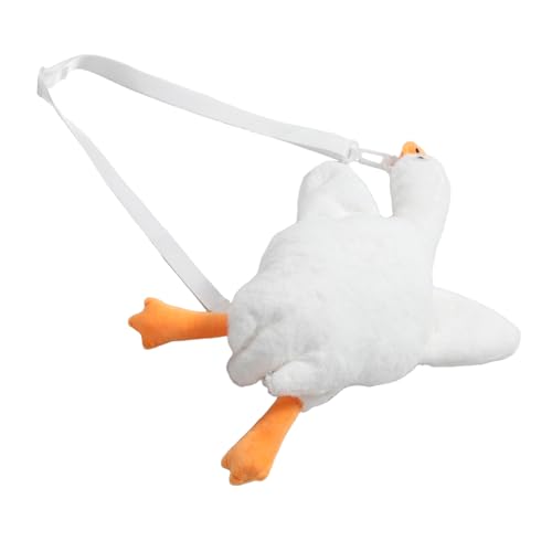 OATIPHO Weiche Plüsch Umhängetasche Weiß Gans Motiv Kuscheliger Cartoon Crossbody Bag Damen Mädchen Alltag Shopping Geschenk von OATIPHO