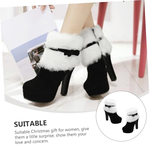 OATIPHO Weihnachtliche Damen Kurzstiefel mit Hohem Absatz Kuscheligem Innenfutter und Seitlichem Reißverschluss Winter Boots in Schwarz für Festliche Anlässe und Kalte Tage von OATIPHO