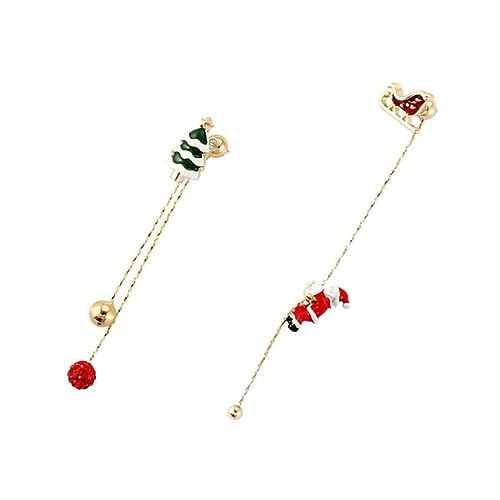 OATIPHO Weihnachtliche Damen Ohrringe Santa Anhänger Asymmetrisch Modisch Leichte Weihnachtsbaum Ohrhänger für Festliche Partys und Geschenke von OATIPHO