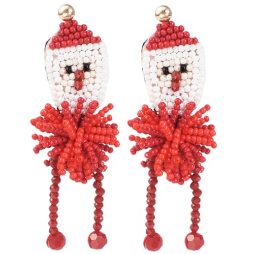 OATIPHO Weihnachtliche Handgefertigte Santa Claus Ohrhänger Roten Perlen Langlebiger Modeschmuck für Damen und Mädchen Festliche Geschenkidee für Weihnachten und Kostümzubehör von OATIPHO