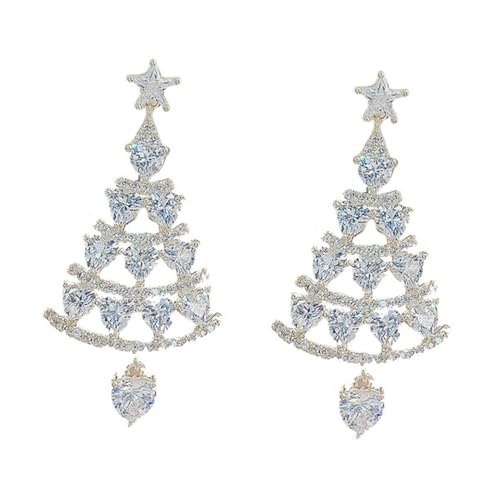 OATIPHO Weihnachtliche Ohrhänger Weihnachtsbaum Design Silberfarben Festliche Ohrdekoration Damen Geschenkidee für Weihnachtsfeier und Party von OATIPHO