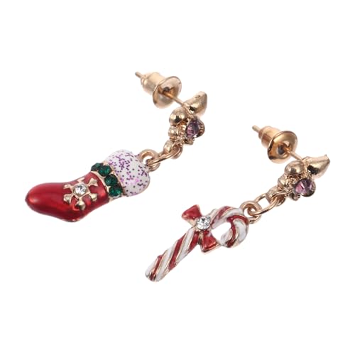 OATIPHO Weihnachtliche Ohrstecker Schuh und Zuckerstangen Design Leichtes Modisches Party Schmuckset Asymmetrische Ohrhänger Geschenkidee für Damen und Festliche Anlässe von OATIPHO
