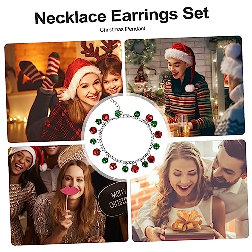 OATIPHO Weihnachtsschmuck Set Teilig Glocken Halskette Ohrringe Armband Bunt Festlich für Weihnachten Cosplay Party von OATIPHO