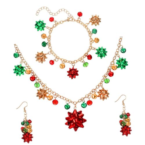 OATIPHO Weihnachtsschmuck Set mit Glocken Ohrringen Halskette Armband für Damen Mädchen Farbenfrohe Weihnachts Party Schmuck Langlebig und Vielseitig für Festliche Anlässe Geschenkidee von OATIPHO