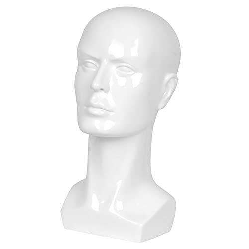 OATIPHO Wig Mannequin Kopf Modell Herren Glänzend Weiß Frisur Display Ständer für Perücken Hüte Brillen Salon Styling Trainingskopf für Zuhause und Geschäft von OATIPHO