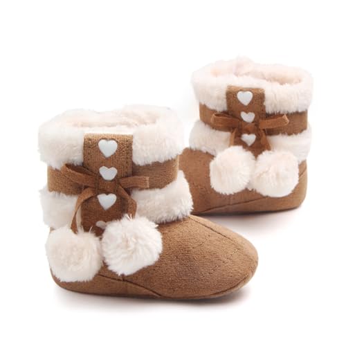 OATIPHO Winter Boots mit Dickem Baumwollplüsch Weiche Warme Prewalker Stiefel Rutschfeste Kleinkindschuhe für Jungen Atmungsaktiv und Hautfreundlich Niedliches Weihnachtsdesign von OATIPHO