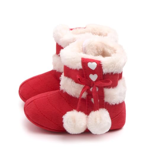 OATIPHO Winter Boots mit Schleife Warme Atmungsaktive Plüschschuhe für Neugeborene Rutschfeste Prewalker Weiche Baumwollsohle für Kalte Monate und Erste Schritte von OATIPHO