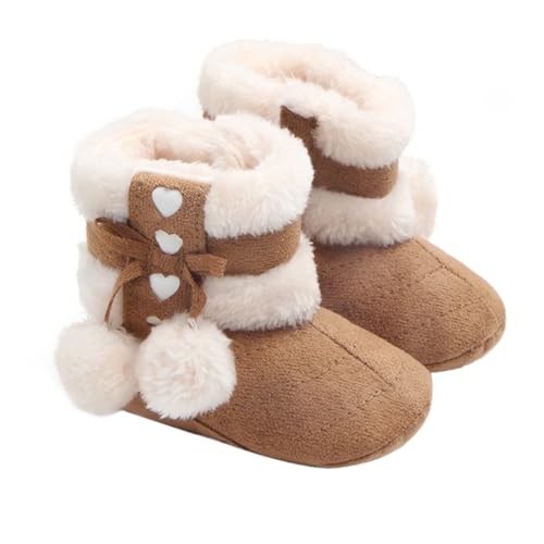 OATIPHO Winter Schneestiefel für Neugeborene Weiche Prewalker mit Rutschfester Sohle Niedliche Schleifen Design Babyschuhe für Mädchen Atmungsaktiv und Leicht zum Laufenlernen von OATIPHO