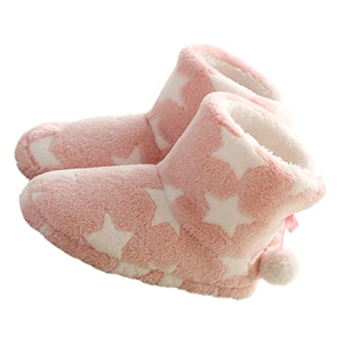 OATIPHO Winter Warm Damen Plüsch Stiefeletten mit Sternmuster Weiche Gefütterte Hausschuhe Dicke Sohle Gemütlich und Warm für Kalte Tage Ankle Bootie Slippers von OATIPHO