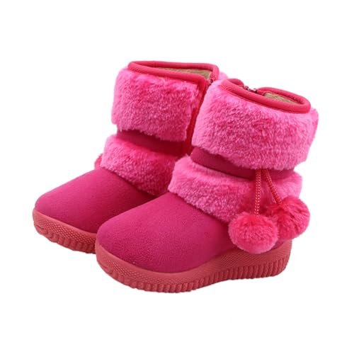 OATIPHO Winter Warme Schneestiefel für Mädchen Weiche Sohle Rutschfeste Lauflernschuhe Winterschuhe Rosa Innenlänge von OATIPHO