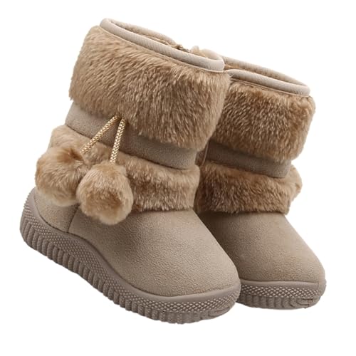 OATIPHO Winterschuhe Mädchen Weiche Lauflernschuhe Rutschfeste Sohle Warme Baumwollschuhe Niedrige Schneestiefel für Kleinkinder Innenlänge Beige von OATIPHO