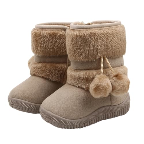 OATIPHO Winterwarme Schneestiefel für Mädchen Rutschfeste Weiche Lauflernschuhe mit Dickem Plüschfutter Atmungsaktive Baumwollsohle für Kalte Monate und Erstes Gehen von OATIPHO