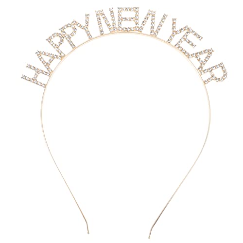 OATIPHO Year Haarreif Goldfarbenes Happy Year Stirnband Festlicher Haarschmuck Party Zubehör für Damen und Herren von OATIPHO