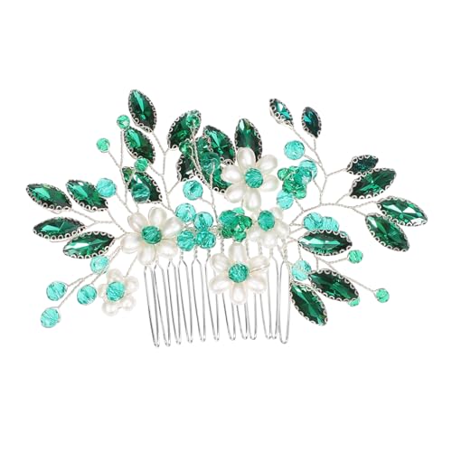 OATIPHO Grüner Haarkamm Für Frauen Grünen Haarschmuck Dekorativer Haarkamm Mit Perlen Und Steinen Hochzeits Brautschmuck Für Besondere Anlässe von OATIPHO