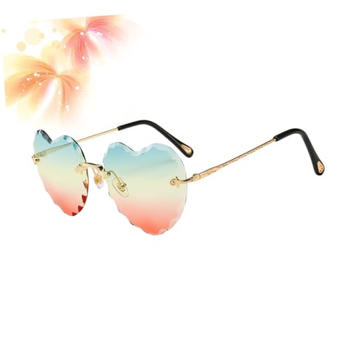 OATIPHO Modische Randlose Sonnenbrille Herzmuster -uv Partybrille Foto-requisite Ganztägiger Komfort von OATIPHO
