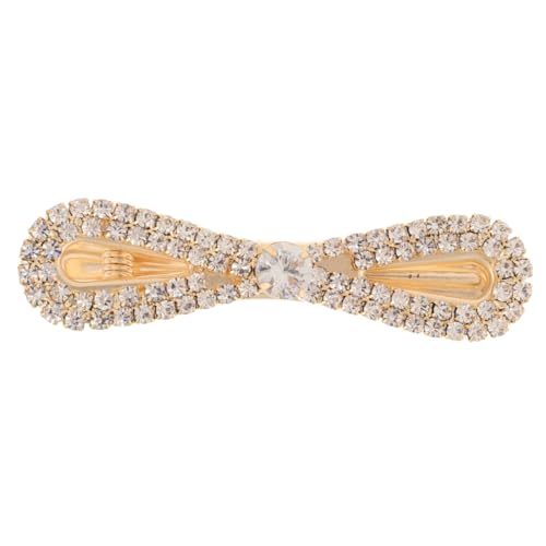 Oatipho Wasserstein Haarspangen Mit Strasssteinen Elegante Goldene Schleifen Haarspangen Stabiler Entenschnabel Haarschmuck FüR Frauen von OATIPHO