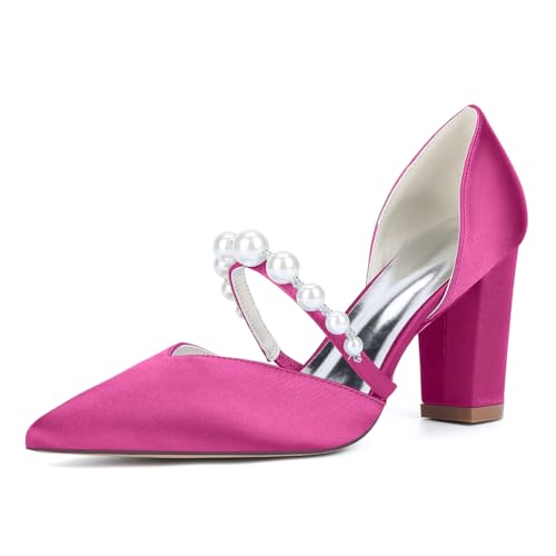 OAUSZC Damen Blockabsatz Hochzeitsschuhe Spitze Zehen Riemchen Pumps Satin Perlen Brautkleid Partyschuhe 22014-17B,Fuchsia,42 EU OAUSZC Damen Blockabsatz Hochzeitsschuhe Spitze Zehen Riemchen Pumps Satin Perlen Brautkleid Partyschuhe 22014-17B,Fuchsia,42 EU von OAUSZC