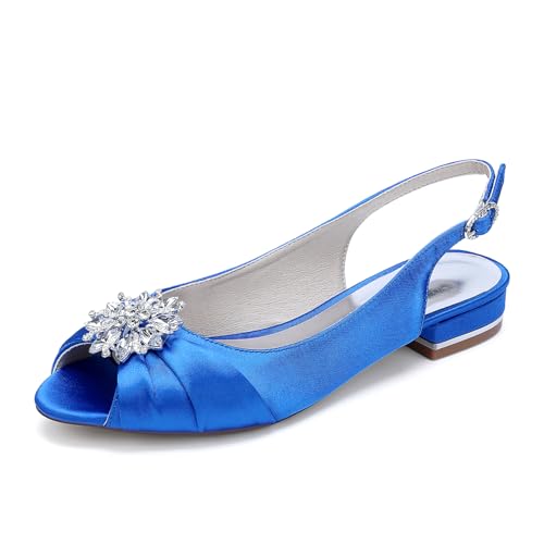OAUSZC Damen Flache Hochzeitsschuhe Peep Toe Slingback Ballerinas Satin Strass Brautschuhe Party Sandalen 1899-16Y,Blau,41 EU OAUSZC Damen Flache Hochzeitsschuhe Peep Toe Slingback Ballerinas Satin Strass Brautschuhe Party Sandalen 1899-16Y,Blau,41 EU von OAUSZC