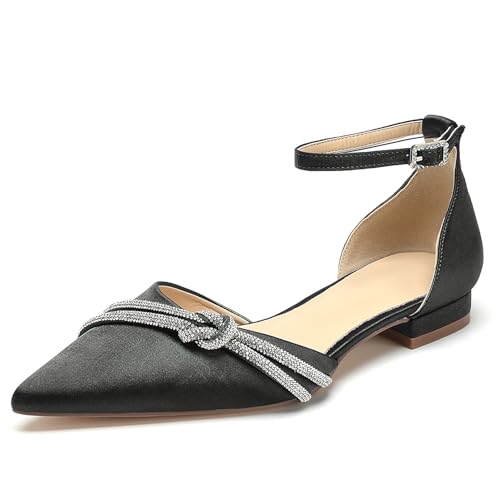 OAUSZC Damen Flache Hochzeitsschuhe Riemen Ballerinas Satin Spitze Zehen Party Brautschuhe,Schwarz,40 EU OAUSZC Damen Flache Hochzeitsschuhe Riemen Ballerinas Satin Spitze Zehen Party Brautschuhe,Schwarz,40 EU von OAUSZC