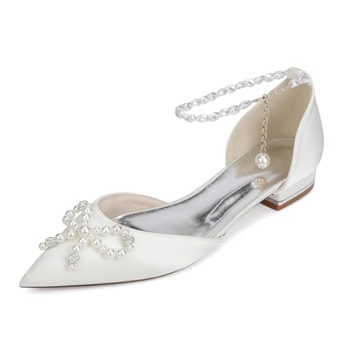 OAUSZC Damen Geschlossener Zehen Ballerinas Hochzeitsschuhe Flach Perlen Ballerinas Satin Party Brautschuhe 18448-46HG,Elfenbein,40 EU OAUSZC Damen Geschlossener Zehen Ballerinas Hochzeitsschuhe Flach Perlen Ballerinas Satin Party Brautschuhe 18448-46HG,Elfenbein,40 EU von OAUSZC