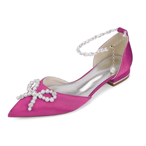 OAUSZC Damen Geschlossener Zehen Ballerinas Hochzeitsschuhe Flach Perlen Ballerinas Satin Party Brautschuhe 18448-46HG,Fuchsia,38 EU OAUSZC Damen Geschlossener Zehen Ballerinas Hochzeitsschuhe Flach Perlen Ballerinas Satin Party Brautschuhe 18448-46HG,Fuchsia,38 EU von OAUSZC