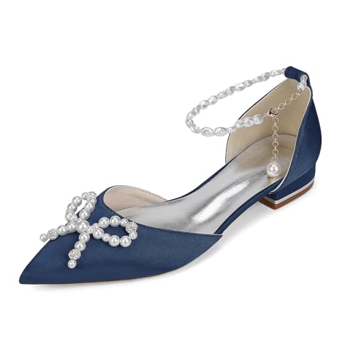 OAUSZC Damen Geschlossener Zehen Ballerinas Hochzeitsschuhe Flach Perlen Ballerinas Satin Party Brautschuhe 18448-46HG,Marine,41 EU OAUSZC Damen Geschlossener Zehen Ballerinas Hochzeitsschuhe Flach Perlen Ballerinas Satin Party Brautschuhe 18448-46HG,Marine,41 EU von OAUSZC