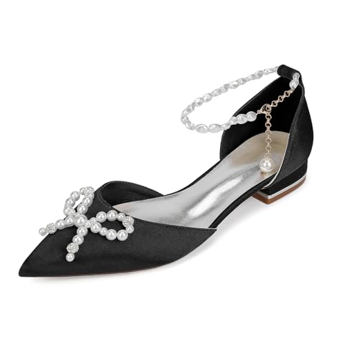 OAUSZC Damen Geschlossener Zehen Ballerinas Hochzeitsschuhe Flach Perlen Ballerinas Satin Party Brautschuhe 18448-46HG,Schwarz,38 EU OAUSZC Damen Geschlossener Zehen Ballerinas Hochzeitsschuhe Flach Perlen Ballerinas Satin Party Brautschuhe 18448-46HG,Schwarz,38 EU von OAUSZC