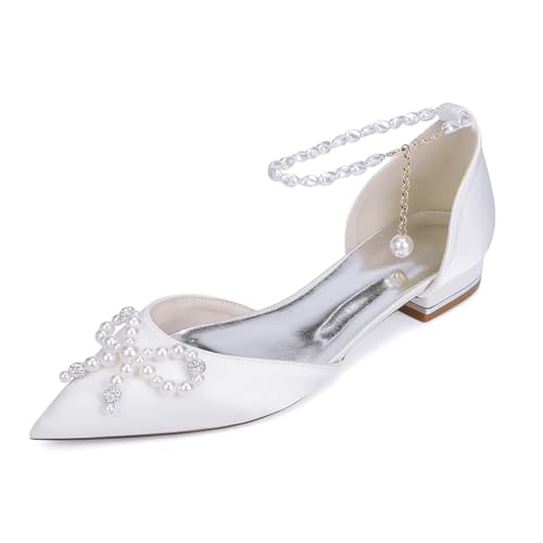 OAUSZC Damen Geschlossener Zehen Ballerinas Hochzeitsschuhe Flach Perlen Ballerinas Satin Party Brautschuhe 18448-46HG,Weiß,42 EU OAUSZC Damen Geschlossener Zehen Ballerinas Hochzeitsschuhe Flach Perlen Ballerinas Satin Party Brautschuhe 18448-46HG,Weiß,42 EU von OAUSZC
