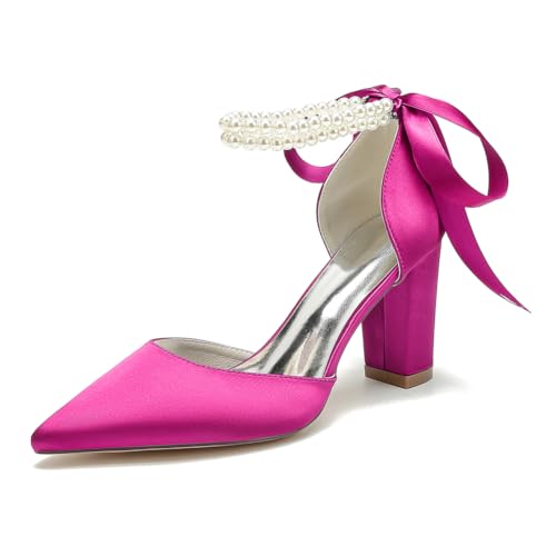 OAUSZC Damen Hochzeitsschuhe Pumps Blockabsatz Perlen Knöchelriemen Satin Geschlossene Zehen Party Brautschuhe 22014-15SS,Fuchsia,39 EU OAUSZC Damen Hochzeitsschuhe Pumps Blockabsatz Perlen Knöchelriemen Satin Geschlossene Zehen Party Brautschuhe 22014-15SS,Fuchsia,39 EU von OAUSZC