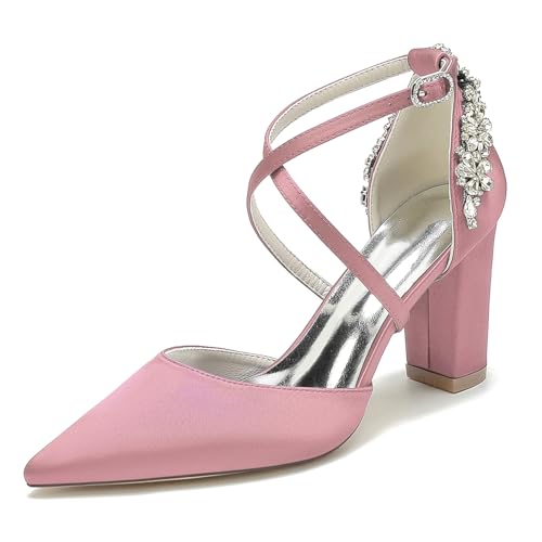 OAUSZC Damen Knöchelriemen Pumps Brautschuhe Blockabsatz Spitze Zehen Satin Strass Abend Party Hochzeitsschuhe 22014-59A,Blush,39 EU OAUSZC Damen Knöchelriemen Pumps Brautschuhe Blockabsatz Spitze Zehen Satin Strass Abend Party Hochzeitsschuhe 22014-59A,Blush,39 EU von OAUSZC