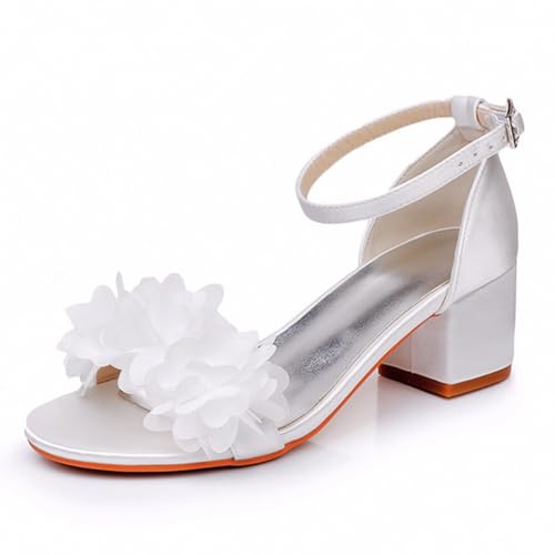 OAUSZC Damen Offene Zehen Brautschuhe Niedrigem Blockabsatz 5 cm Satin Blumen Knöchelriemen Party Brautschuhe,Elfenbein,40 EU OAUSZC Damen Offene Zehen Brautschuhe Niedrigem Blockabsatz 5 cm Satin Blumen Knöchelriemen Party Brautschuhe,Elfenbein,40 EU von OAUSZC