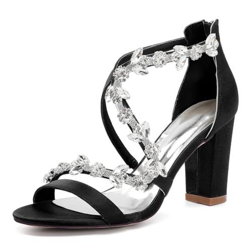 OAUSZC Damen Offene Zehen Hochzeitsschuhe Blockabsatz Strass Satin Riemchensandalen Brautschuhe Party Abendschuhe 2022–48G,Schwarz,40 EU OAUSZC Damen Offene Zehen Hochzeitsschuhe Blockabsatz Strass Satin Riemchensandalen Brautschuhe Party Abendschuhe 2022–48G,Schwarz,40 EU von OAUSZC