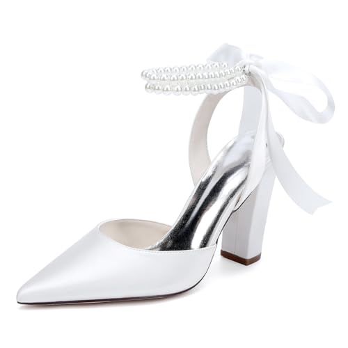 OAUSZC Damen Perlen Riemen Hochzeitsschuhe Blockabsatz Pumps Spitze Zehen Satin Brautschuhe ZK1275-02S CG,Weiß,38 EU OAUSZC Damen Perlen Riemen Hochzeitsschuhe Blockabsatz Pumps Spitze Zehen Satin Brautschuhe ZK1275-02S CG,Weiß,38 EU von OAUSZC