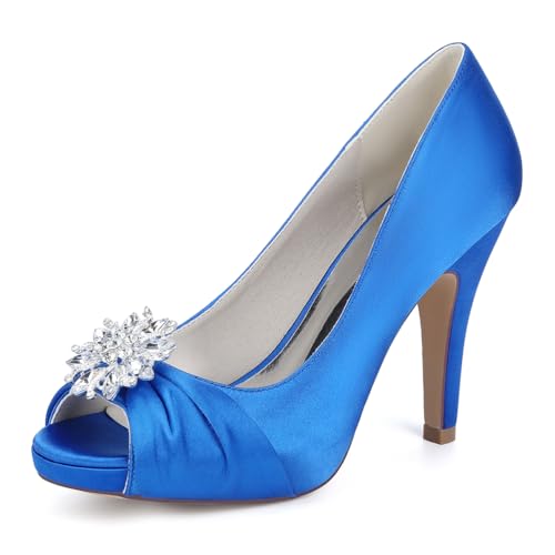 OAUSZC Damen Plateau Brautschuhe Stilettoabsatz Peep Toe Pumps Strass Satin Abend Party Hochzeitsschuhe 718-1Y,Blau,38 EU OAUSZC Damen Plateau Brautschuhe Stilettoabsatz Peep Toe Pumps Strass Satin Abend Party Hochzeitsschuhe 718-1Y,Blau,38 EU von OAUSZC