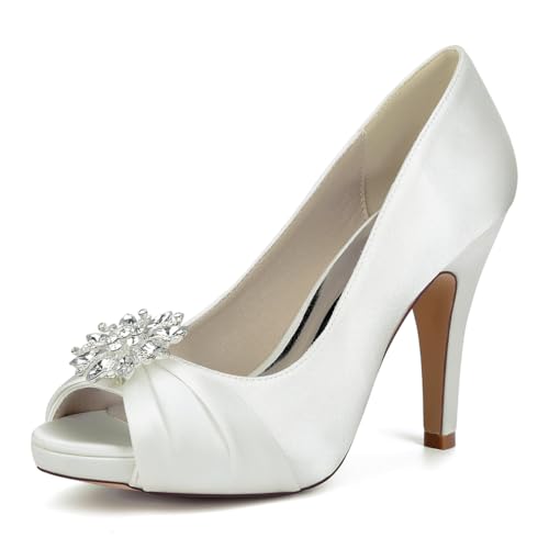 OAUSZC Damen Plateau Brautschuhe Stilettoabsatz Peep Toe Pumps Strass Satin Abend Party Hochzeitsschuhe 718-1Y,Elfenbein,41 EU OAUSZC Damen Plateau Brautschuhe Stilettoabsatz Peep Toe Pumps Strass Satin Abend Party Hochzeitsschuhe 718-1Y,Elfenbein,41 EU von OAUSZC