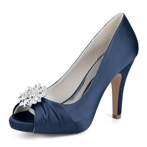 OAUSZC Damen Plateau Brautschuhe Stilettoabsatz Peep Toe Pumps Strass Satin Abend Party Hochzeitsschuhe 718-1Y,Marine,42 EU OAUSZC Damen Plateau Brautschuhe Stilettoabsatz Peep Toe Pumps Strass Satin Abend Party Hochzeitsschuhe 718-1Y,Marine,42 EU von OAUSZC