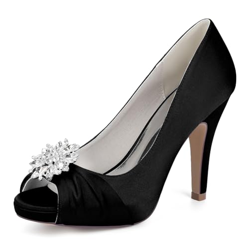 OAUSZC Damen Plateau Brautschuhe Stilettoabsatz Peep Toe Pumps Strass Satin Abend Party Hochzeitsschuhe 718-1Y,Schwarz,38 EU OAUSZC Damen Plateau Brautschuhe Stilettoabsatz Peep Toe Pumps Strass Satin Abend Party Hochzeitsschuhe 718-1Y,Schwarz,38 EU von OAUSZC