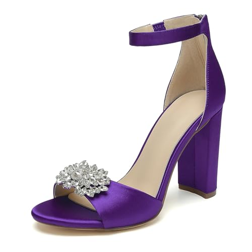 OAUSZC Damen Satin Blockabsatz Brautsandalen Strass Offene Zehen Pumps Knöchelriemen Hochzeit Abendschuhe,Lila,40 EU OAUSZC Damen Satin Blockabsatz Brautsandalen Strass Offene Zehen Pumps Knöchelriemen Hochzeit Abendschuhe,Lila,40 EU von OAUSZC